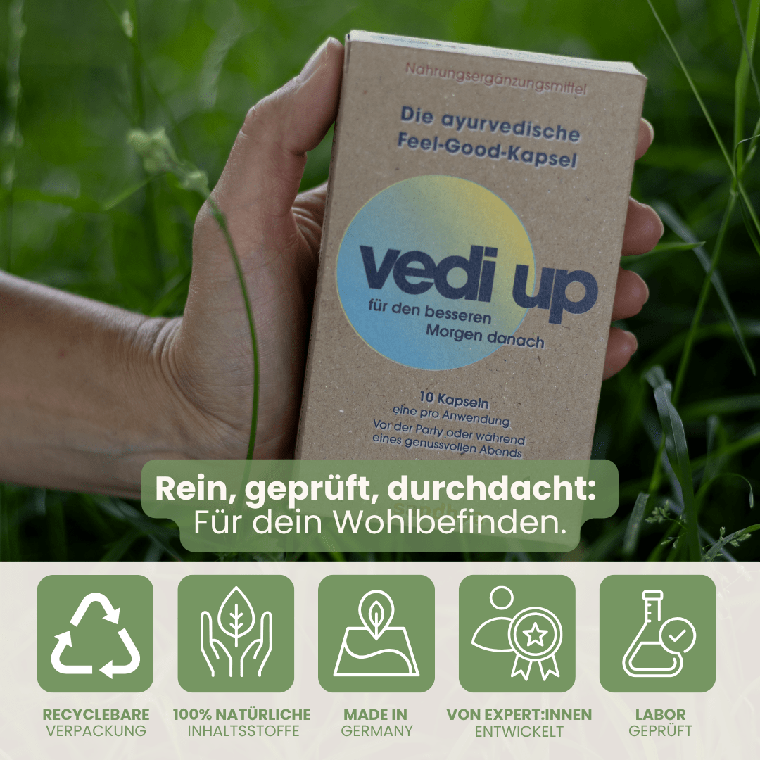 vedi up Fan Box in der Natur – natürliche Nahrungsergänzung für genussvolle Abende und Festivals