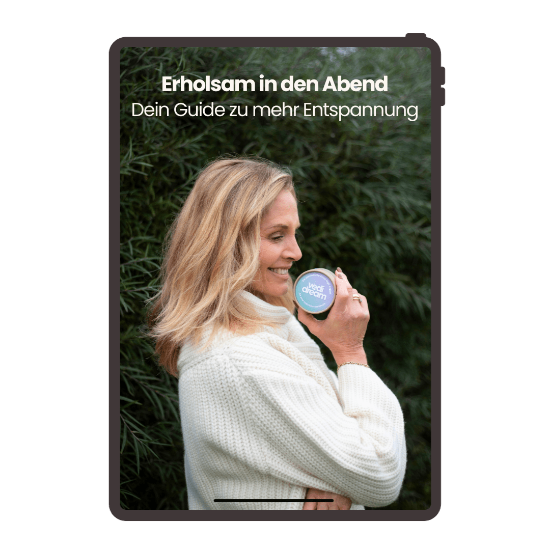 Sandhya Schlaf-Booklet Erholsam in den Abend Guide zu Entspannung mit Vedi Dream Good-Night-Kapsel