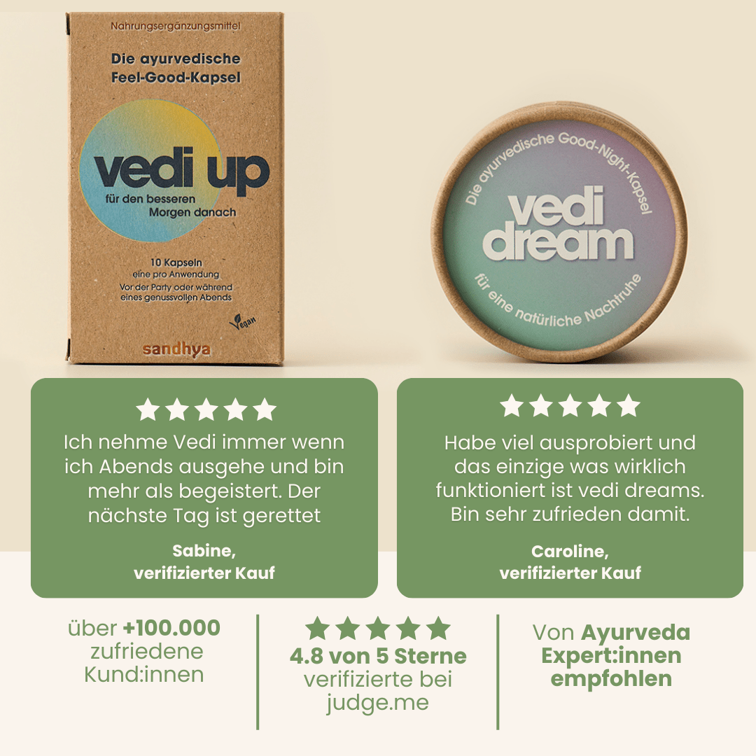 Vedi Up Dream Set Kundenbewertungen 4,8 Sterne für Vedi Up und Vedi Dream mit verifizierten Testimonials