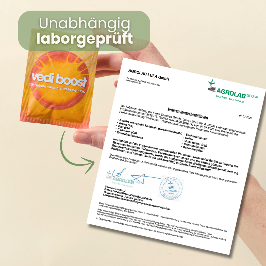 vedi boost Nahrungsergänzung mit unabhängigem Laborprüfzertifikat von AGROLAB