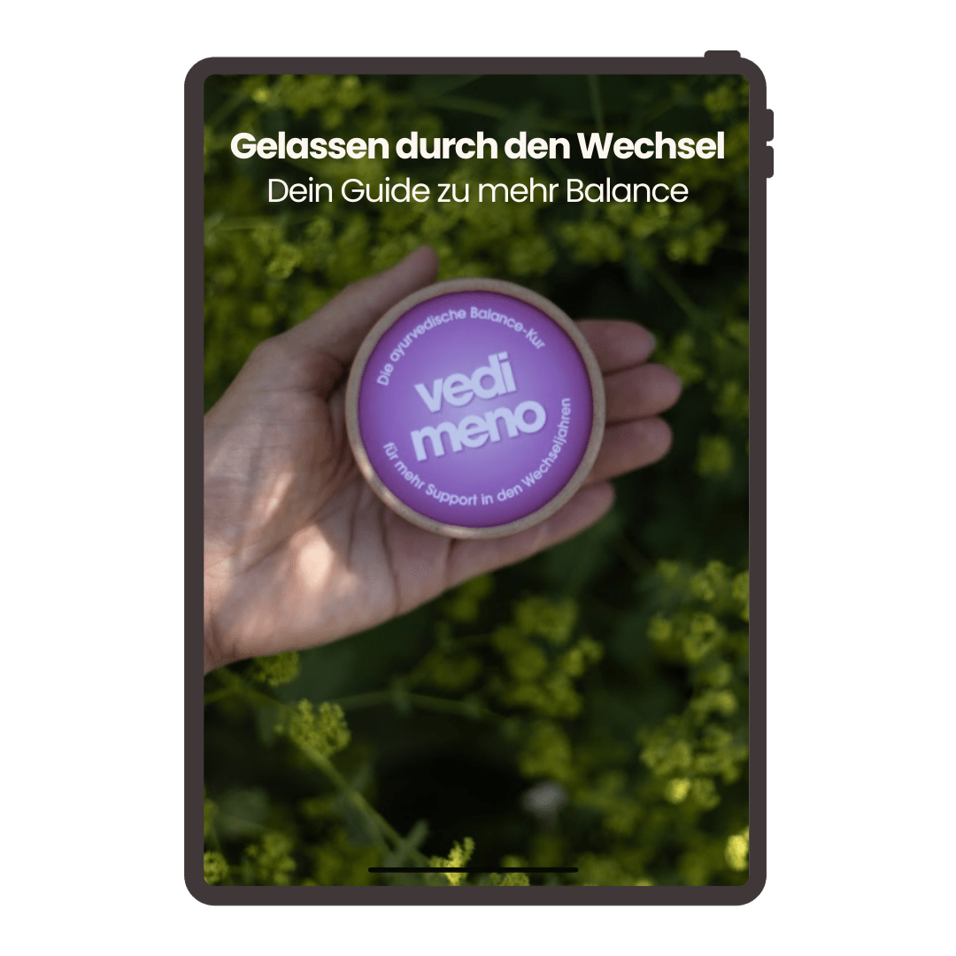Sandhya Wechseljahre-Booklet Gelassen durch den Wechsel Guide mit Vedi Meno für hormonelle Balance